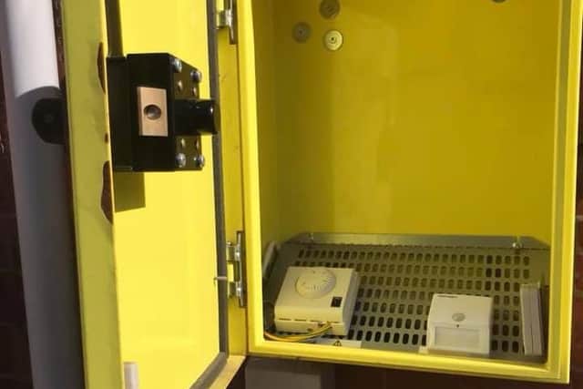 The life-saving device was erected outside the Age Concern building on Warsop's HighStreet