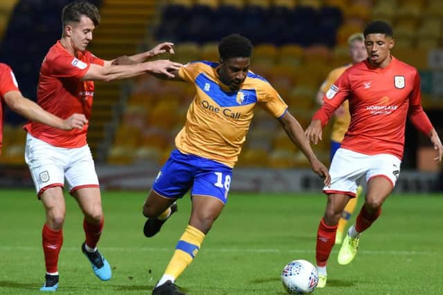 Mansfield Town v Crewe Alexandra, Mansfield's Dopa Afolayan in action against Crewe