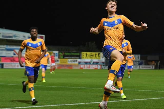 Mansfield Town v Crewe Alexandra, Mansfield's Jimmy Knowles celebrates his goal
