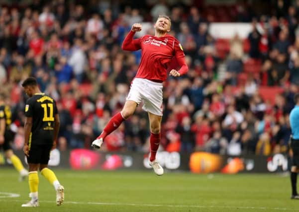 NOTTINGHAM, ENGLAND - OCTOBER 05:  Joe Worrall of Nottingham Forest celebrates at the end of  the Sky Bet Championship match between Nottingham Forest and Brentford at City Ground on October 05, 2019 in Nottingham, England. (Photo by Paul Harding/Getty Images)