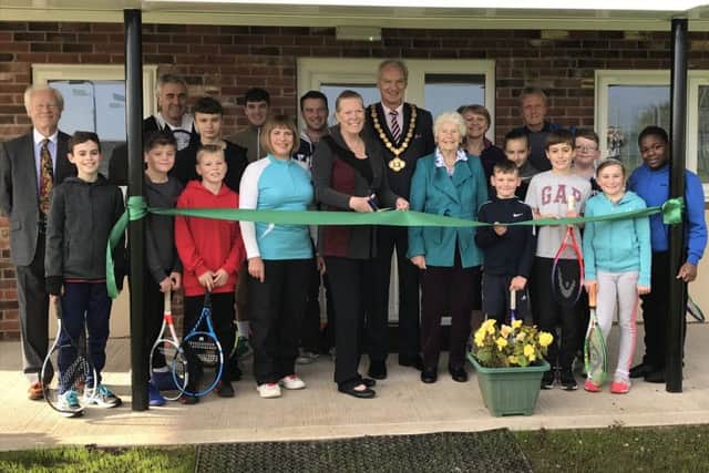 The opening ceremony for the new clubhouse at Mansfield Lawn Tennis Club, attended by Coun Kevin Rostance, chairman of the county council.