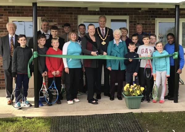 The opening ceremony for the new clubhouse at Mansfield Lawn Tennis Club, attended by Coun Kevin Rostance, chairman of the county council.