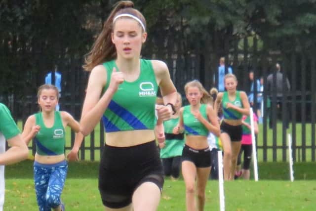 Ella Kennedy, who ran the opening leg for Mansfield Harriers U13 girls.