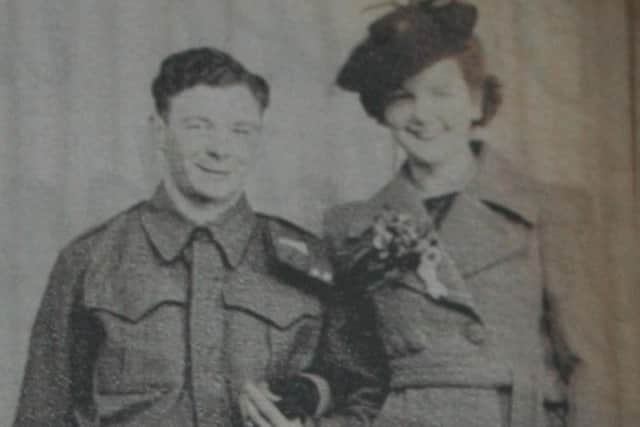 Gordon and Gwen Sugg pictured on their wedding day in 1942.