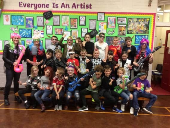 Year 5 class all dressed up.