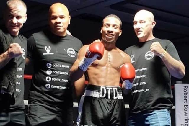 Donte Dixon, and his entourage, after victory and an outstanding display at the Notts Nxtgen show.