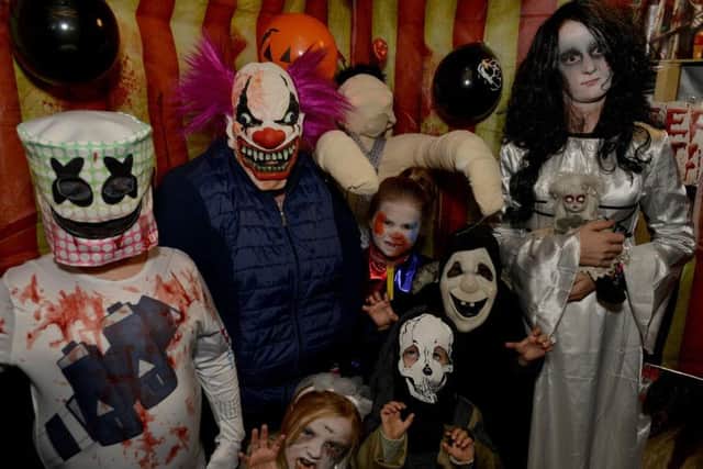 Spooky Halloween House maze in Kirkby, raising money for a defibrillator, pictured includes Kirsty, Evie, Lexi, Lacey, Kian, Olly and Angel.
