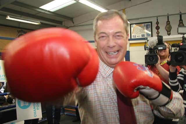 Nigel Farage at Bolsover Boxing Club. Pictures by Rebecca Havercroft.