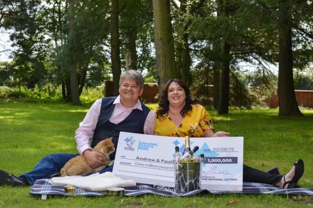 Mansfield couple Andrew and Paula Hancock scooped 1,000,000 on a National Lottery scratchcard.