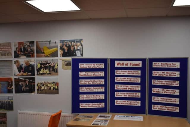A 'Wall of Fame' celebrating Mr Worsley's achievements.