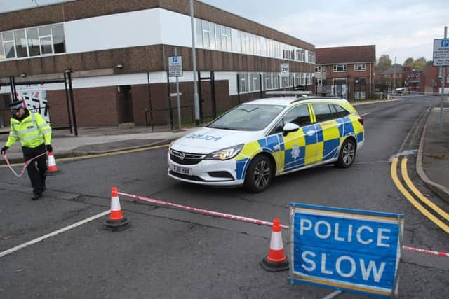 Police on scene in Langton Court on Saturday.