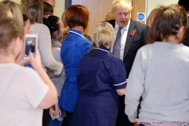 Boris Johnson on a visit to King's Mill Hospital.