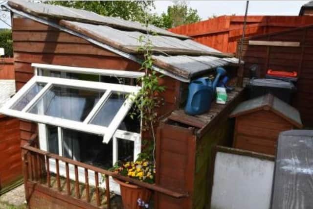 The plastic shed Chris Chapman was forced to live in.