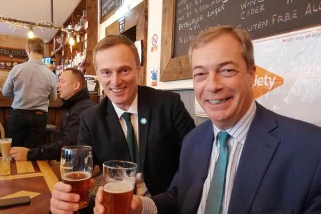 Nigel Farage with Martin Daubney, Ashfield's Brexit Party candidate, in Eastwood.