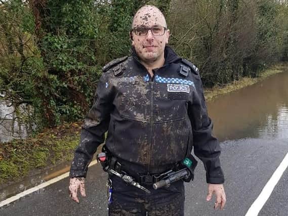 PC Kev Parsons after helping a stranded motorist who ignored a road closed sign.