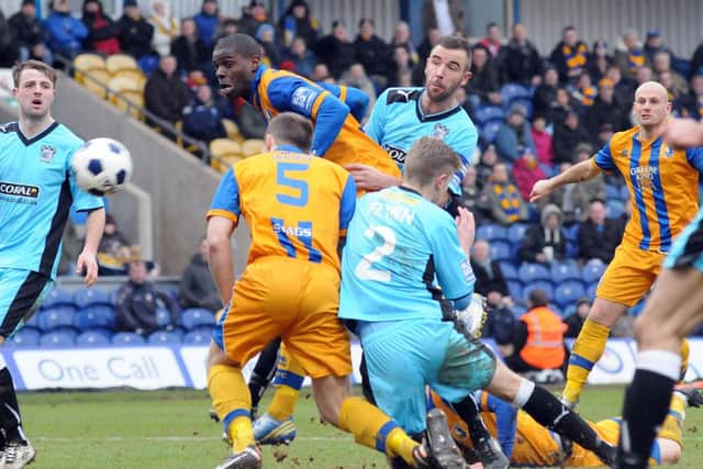 Mansfield Town v Barrow.
Second half penalty incident.