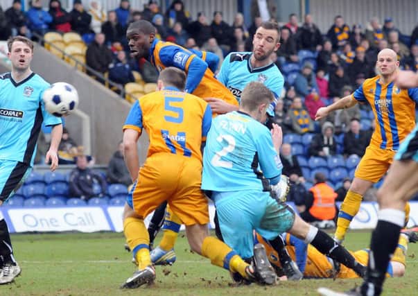 Mansfield Town v Barrow.
Second half penalty incident.