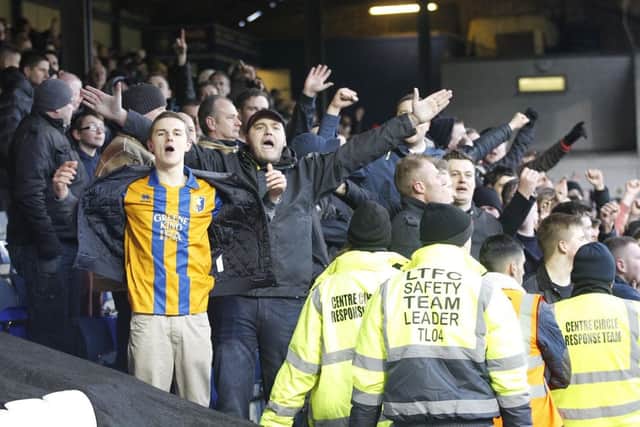 Joy for the travelling Stags fans after Lindon Miekle scores the winner -Pic by:Richard Parkes