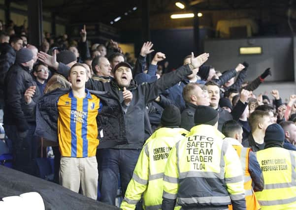 Joy for the travelling Stags fans after Lindon Miekle scores the winner -Pic by:Richard Parkes