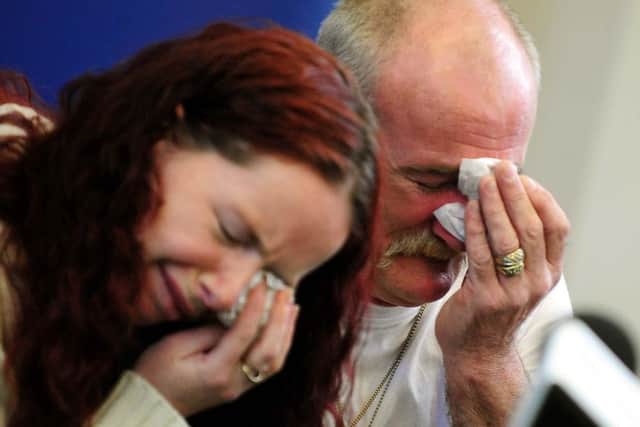 File photo dated 16/5/2012 of Mick Philpott and wife Mairead speak to the media at Derby Conference Centre, Derby following a fire at their home last week which claimed the lives of six of his children. The pair were today found guilty of manslaughter at Nottingham Crown Court over the house fire in Derby which killed the children. PRESS ASSOCIATION Photo. Issue date: Tuesday April 2, 2013. See PA story COURTS Fire. Photo credit should read: Rui Vieira/PA Wire