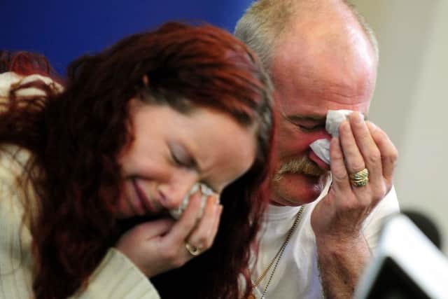 File photo dated 16/5/2012 of Mick Philpott and wife Mairead speak to the media at Derby Conference Centre, Derby following a fire at their home last week which claimed the lives of six of his children. The pair were today found guilty of manslaughter at Nottingham Crown Court over the house fire in Derby which killed the children. PRESS ASSOCIATION Photo. Issue date: Tuesday April 2, 2013. See PA story COURTS Fire. Photo credit should read: Rui Vieira/PA Wire