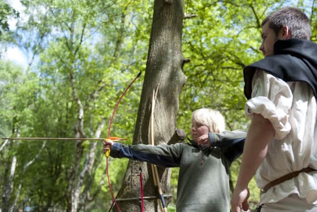 Medieval forest encampment in Sherwood Forest