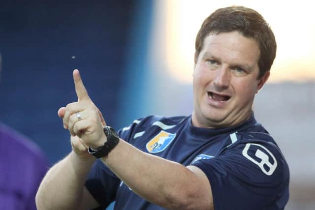 Mansfield Town manager Paul Cox with assistant Richard Cooper  -Pic by:Richard Parkes