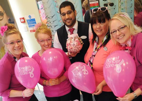 Staff at Specsavers, Hucknall are holding activities all day to raise money for breast cancer.