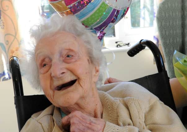 Zena Gooding celebrates her 100th birthday at Sutton Manor Care Home.