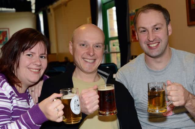 South Normanton beer festival.
Danielle Stocks, Chris Vincent and Paul Fowler with their selection of beers.