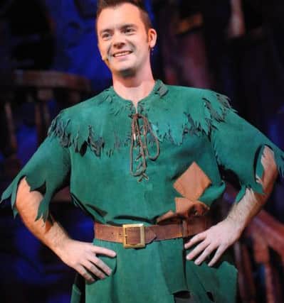 Barney Harwood as Peter Pan in Nottingham Theatre Royal's 2013/14 pantomime, Peter Pan.