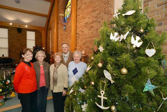 Some of the organisers and helpers of a Christmas tree festival held at the Skegby Methodist Church over the weekend which was supported by local businesses, churches and schools.  Pictured are from left, Brenda Johnson, Joan Hollinsworth, Rita Kirkwood, Trevor Johnson and Eileen Lawrence.