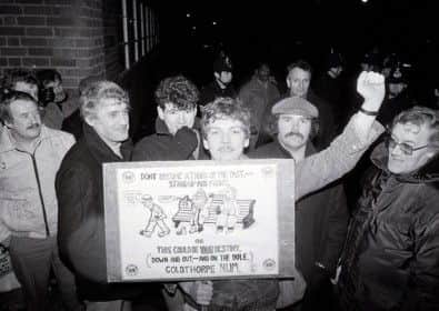 1984 Miners Strike Goldthorpe Colliery Pickets at Blidworth Colliery