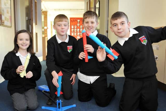 Space day at Forest View Junior School with the National Space Centre inflatable planetarium, children built and launched their own rockets (NMAC-06-01-14 RA 1c)