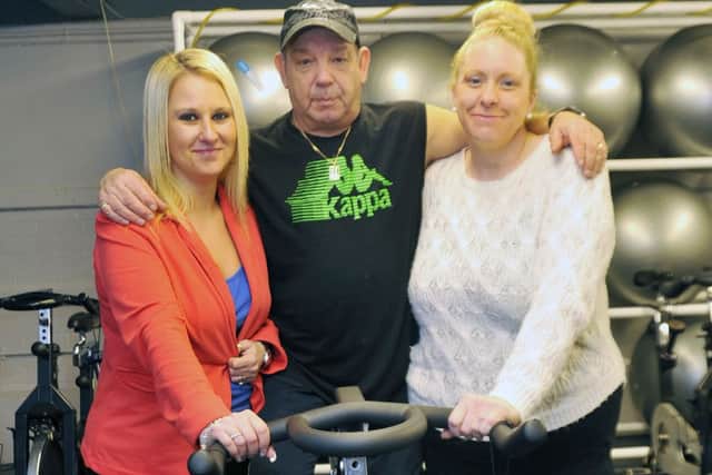 Two members of Oxygen Fitness have lost weight through exercise alone, pictured are Kelly Wyatt and Maria Ceney with gym instructor Jeff Gayton (NMAC-09-01-14 RA 1a)