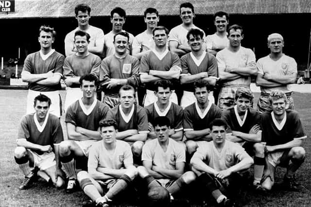 Mansfield Town 1962-63
Left to right. Back Row; Richards, Hall (B), Toon, Phillips and Humble
Third Row; Straw, Nimmo, Treharne, Gill, Coates, Chapman (R) and Chapman (S)
Second Row: Bell, Hollett, Wagstaff, Parton, Jones (M), Thomlinson and Cutts
Seated; Ward, Morris and Askey