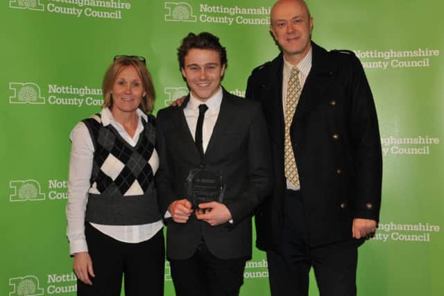 British Paralympic Association director of sport Penny Briscoe MBE, Ollie Hynd MBE and Nottinghamshire County Council Culture Committee chairman Coun John Knight. Picture by Jo Wheeler.