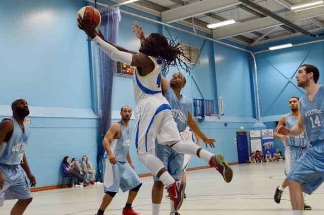 Bastketball action between Mansfield Giants and Lond Westside.
Charles Gamble.