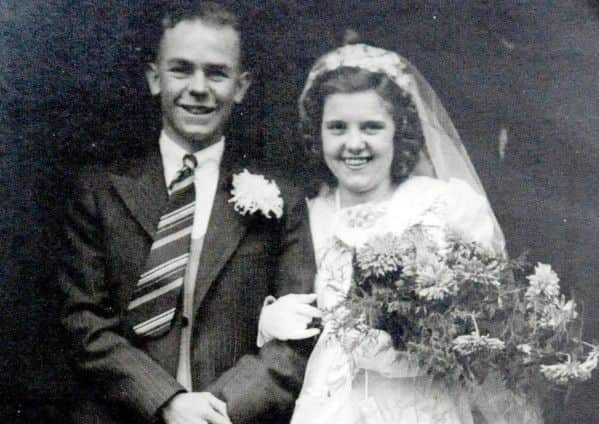 Tom and Hazel Pearson, of Warsop, on their wedding day in 1944.