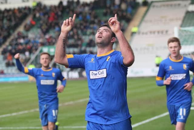 Matt Rhead celebrates scoring for the Stags-Pic by: Richard Parkes