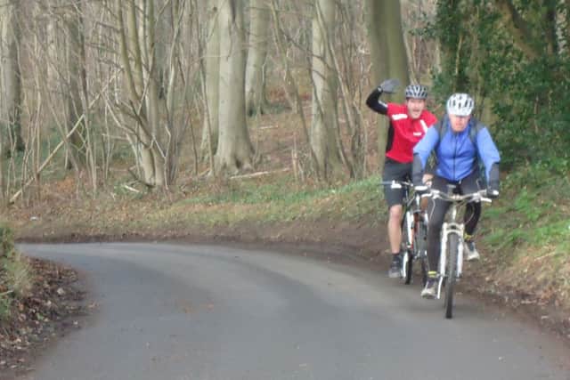 Pete celebrates making it up Hodmore lane, but Ridge is just too shattered!