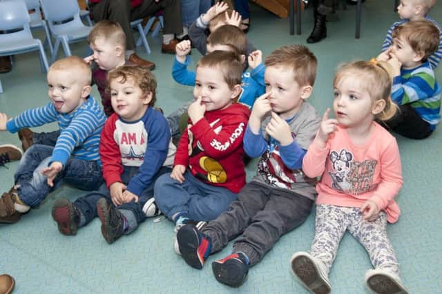 Children at the Tiny Tots Nursery, Hucknall took part in the I Can's Chatterbox Challenge 'Sounds Like Fun with Humf' on Tuesday, singing songs and dancing for family and friends to raise funds for the Chatterbox charity