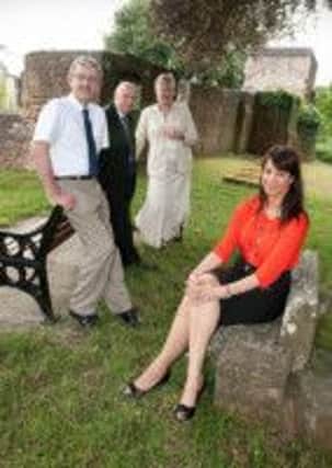 Gloria De Piero Mp enjoys Annesley Old Church when she visited on Friday. With her are  Denis Hill, Steve Carroll and Joan Bray.