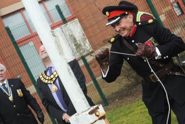 Raising of the Commonweath flag at Ashfield District Council, pictured is Colonel Nigel Cullen OBE TD DL Deputy Lieutenant of Nottinghamshire.