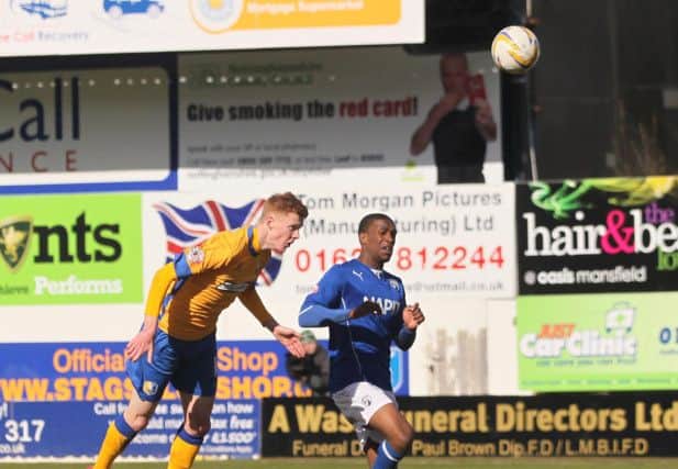 Sam Clucas' header goes over the bar -Pic by: Richard Parkes