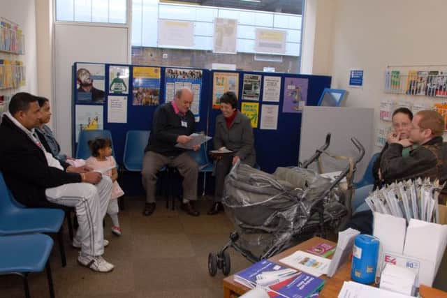 Residents in the Ashfield CAB reception area