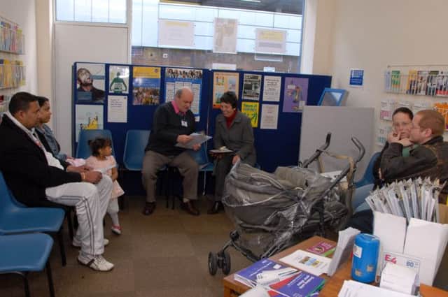 Residents in the Ashfield CAB reception area