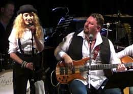Eliot Kennedy with X Factor star Janet Devlin performing a charity gig at Dinnington Comprehensive School last year.