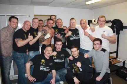 The boxers and kickboxers who took part in the fundraising night held in memory of Phil Dawn.