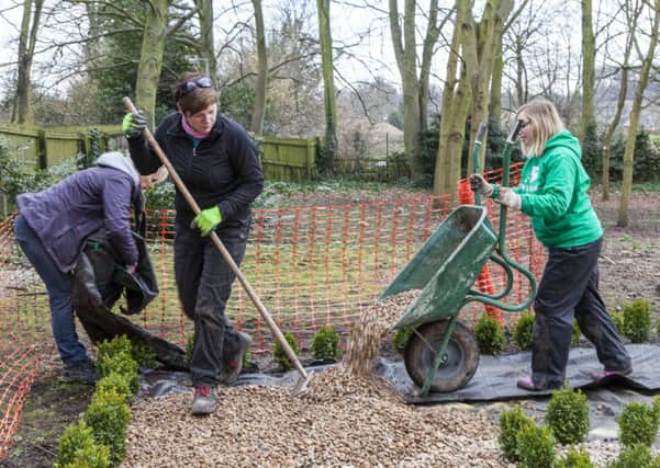 Volunteers working on the education Garden at the Bishop's Palace, Southwell.